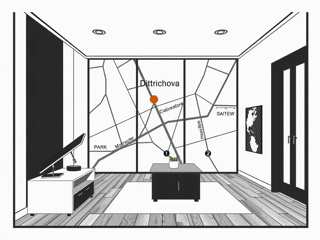 Map illustration of Dittrichova address and Vinohrady district