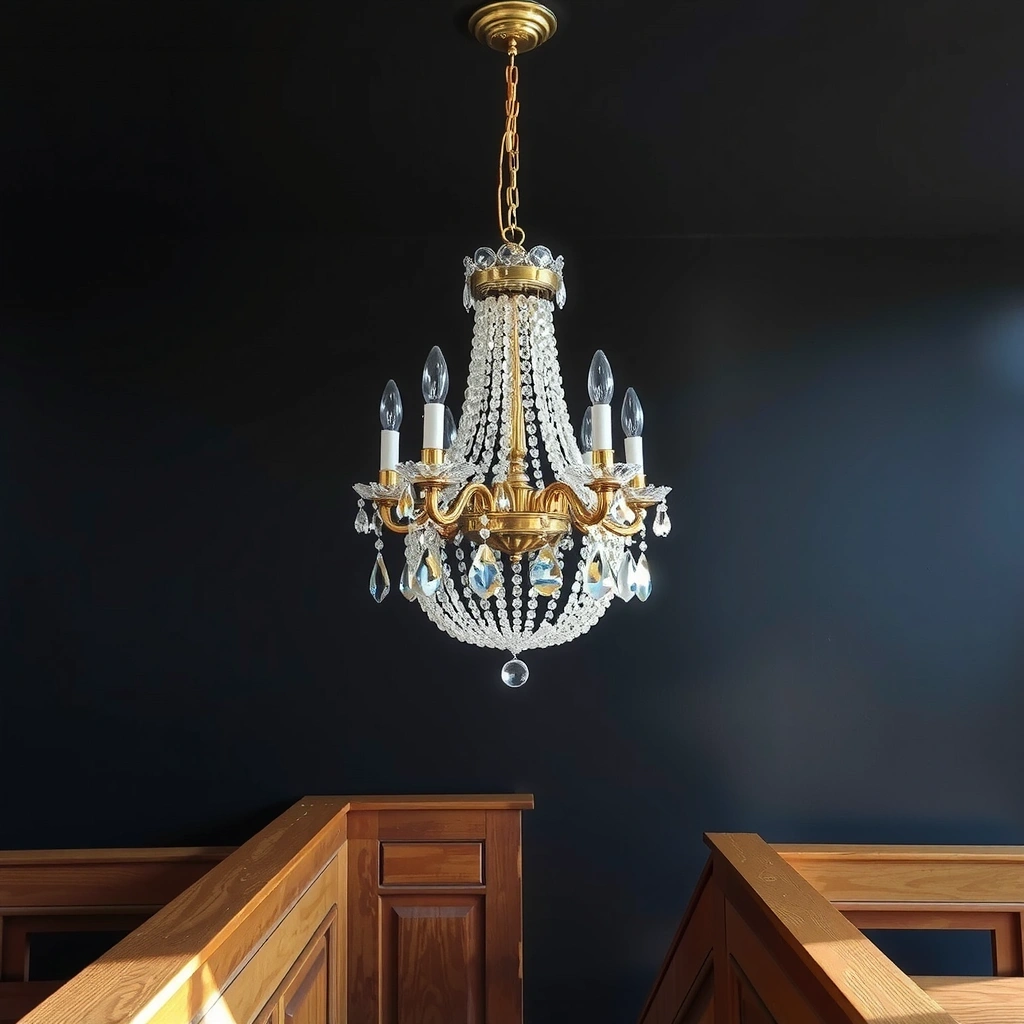 Clean crystal chandelier